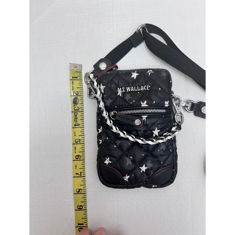 MZ Wallace Metro Phone Necklet Women Small Black Excellent Star Print Crossbody - Picture 9 of 12